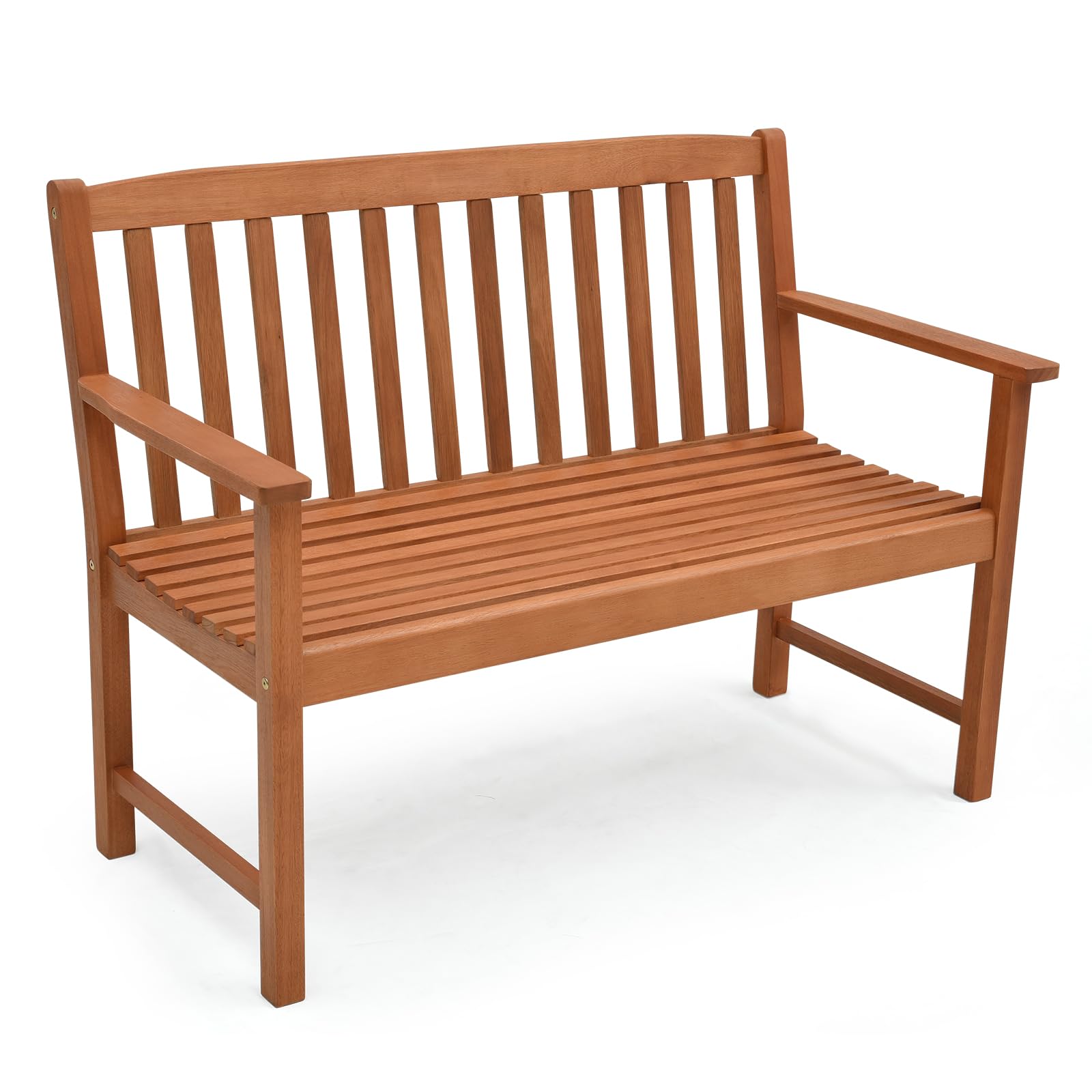 Tangkula Outdoor Garden Bench 2-Person Eucalyptus Wood Bench